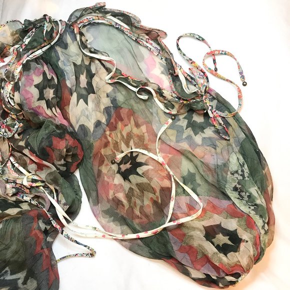 Auc New Chloe Cutout Ruffle-Trimmed Silk Dress - Picture 3 of 10